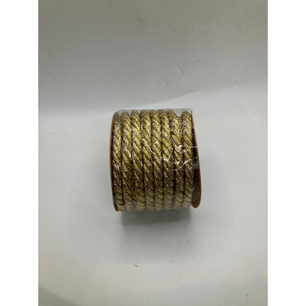 Gold‎ Metallic Cord Trim India House 8mm Braided Rope Embellishment 10 Yards